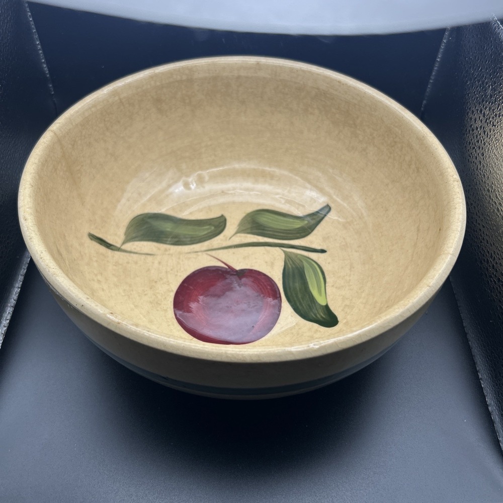 Vintage Watt #73 Oven Ware USA Pottery / 3-Leaf Apple - Serving Bowl